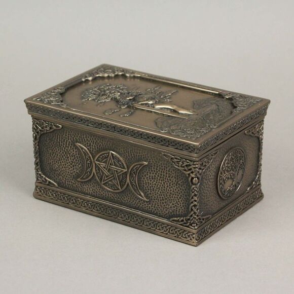 Gaia Greek Mother Earth Goddess Bronze Finished Trinket Box - Picture 5 of 5